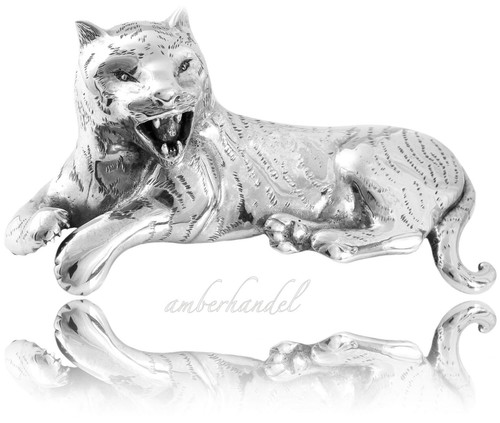 Tiger figur statue silber - statue,