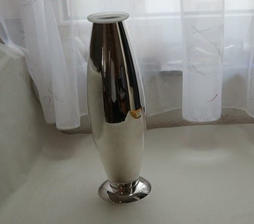 Große versilberte vase mit - große,